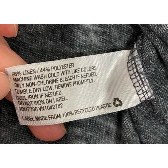 Mossimo Marled Gray Linen Blend Long Sleeves V-Neck Top, Size XS - Picture 9 of 10